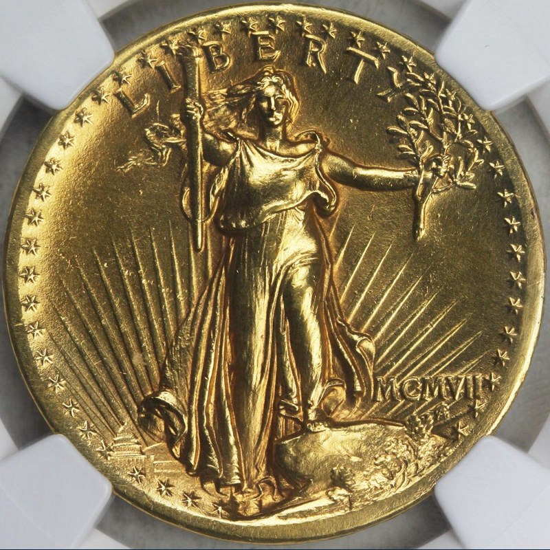 サンゴーデンス20ドル金貨1907年｜アメリカ最高傑作コインの魅力と価値 表面