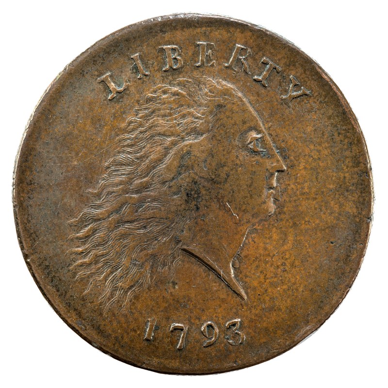 1793年アメリカ大型セント チェーン型Sheldon96番 初期流通コインの価値 表面