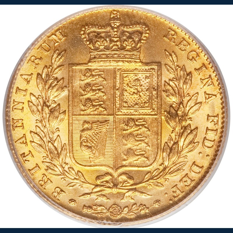ヴィクトリア女王ソブリン金貨1838年初年型：英国王室の栄光を刻んだ傑作 裏面